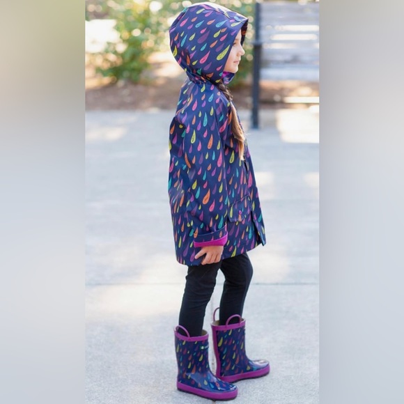 oakie Other - OAKI  Kids Oakitech Lined Rain Snap Jacket Size 8T. EUC  Blue Colorful Drops